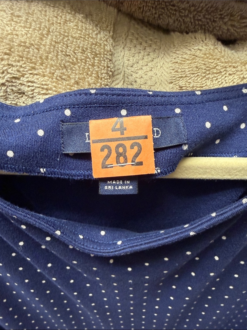 Lands' End Navy Polka Dot Dress with Tie Waist - Picture 8 of 8